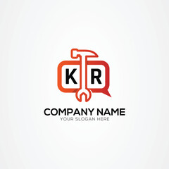 Letter KR Logo With Services Icon or Chat Logo Isolated Vector Illustration