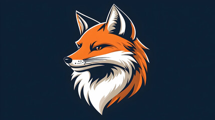 Obraz premium Stylized fox head illustration with vibrant orange fur against a dark blue background, ideal for branding