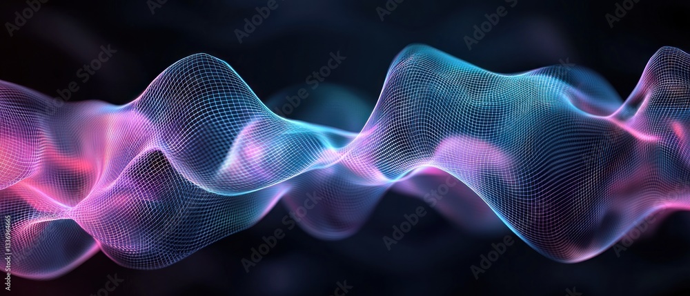 Poster Abstract digital wave forms in dark background