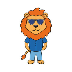 Obraz premium lion wearing sunglasses