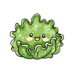 Obraz premium Cute Cartoon Lettuce Character with Happy Expression and Green Color