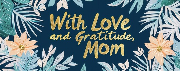 A decorative message expressing love and gratitude, featuring floral elements and a heartfelt note from "Mom.