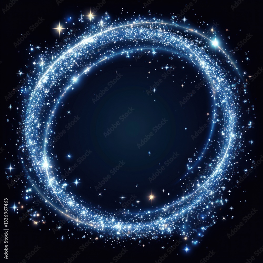 Wall mural blue light circle magic blue glow.