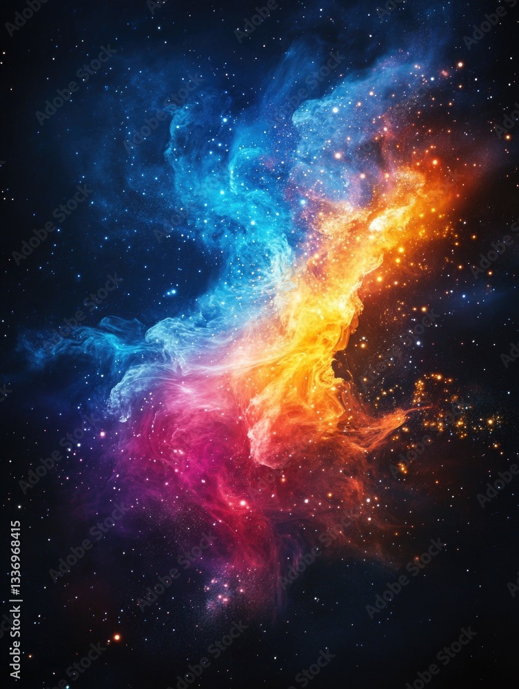 Poster a vibrant nebula with stars in the distant background