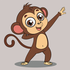 Obraz premium Cartoon dabbing monkey vector illustration