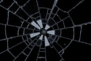 Obraz premium a broken glass window with a black background