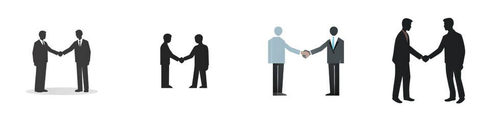 Fototapeta premium Business deal handshake icon partnership, agreement, negotiation, on black backdrop isolated on white or transparent