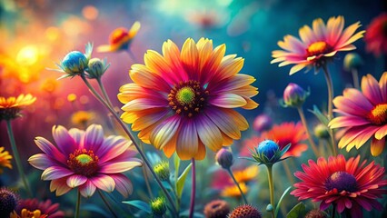 Fototapeta premium Blooming Wildflower Close-Up: Enchanting Watercolor Wallpaper