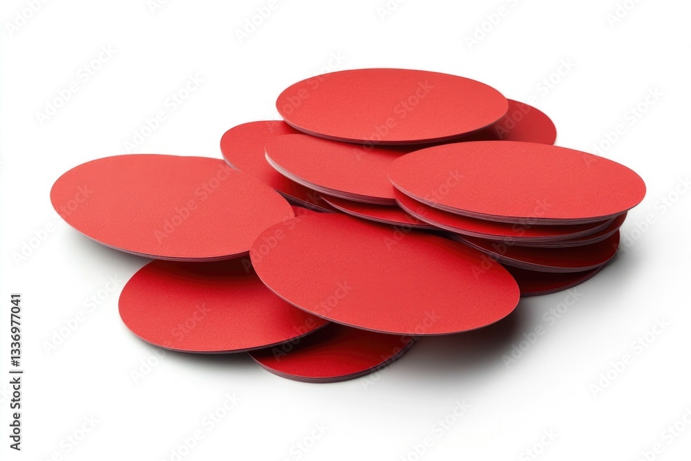 Poster a pile of red coasters stacked on top of each other, ideal for use in decorative or commercial setti