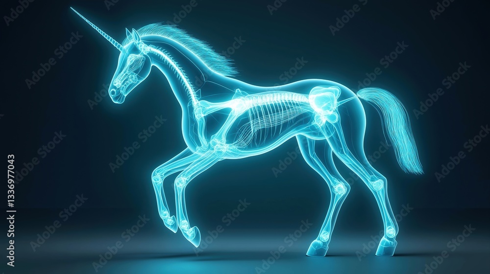 Poster 3d medical imaging of a unicorn anatomy with advanced ai technology for precise analysis and visuali