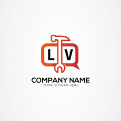 Services Icon or Chat Logo With Letter LV Logo Isolated Vector Illustration