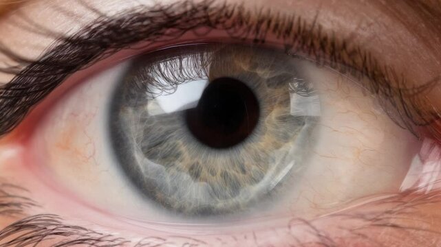 Rapidly changing images of a human eye. A sequence of different human eyes looking into a camera lens.