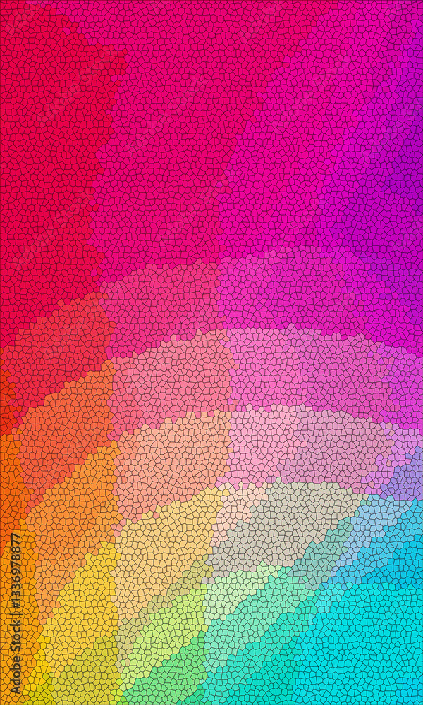 Poster a bright multicolored abstract pattern with rainbow lines and geometric shapes