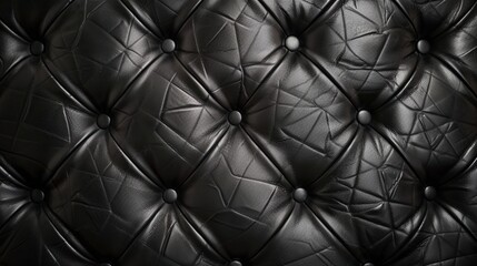 Fototapeta premium Close-up of sophisticated black leather upholstery with elegant button detail