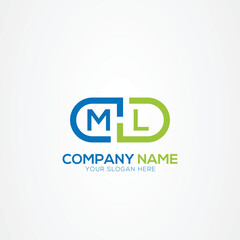 Minimal Monogram Letter ML Medicine Logo Elements