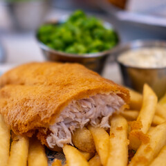 Fish and Chips served on plate