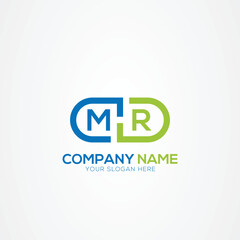 Obraz premium Minimal Monogram Letter MR Medicine Logo Elements