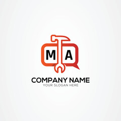 Services Icon or Chat Logo With Letter MA Logo Isolated Vector Illustration
