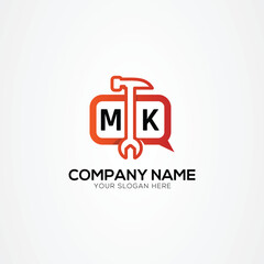 Services Icon or Chat Logo With Letter MK Logo Isolated Vector Illustration