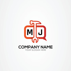 Services Icon or Chat Logo With Letter MJ Logo Isolated Vector Illustration