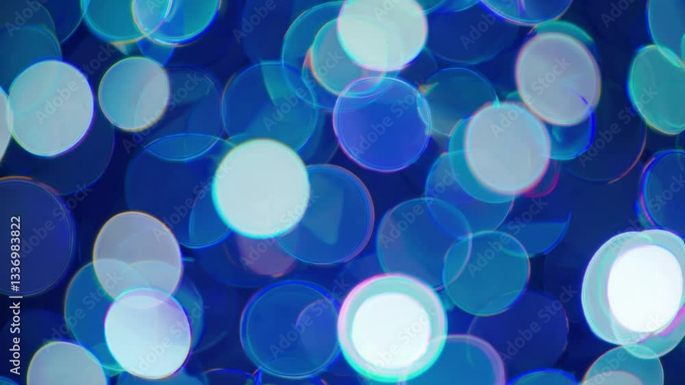 Poster abstract bokeh lights, soft focus of glowing circles and blue background in dynamic motion stock vid