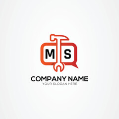 Services Icon or Chat Logo With Letter MS Logo Isolated Vector Illustration