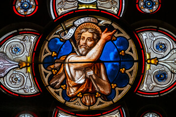Stained glass (19th century) of Saint John the Baptist.