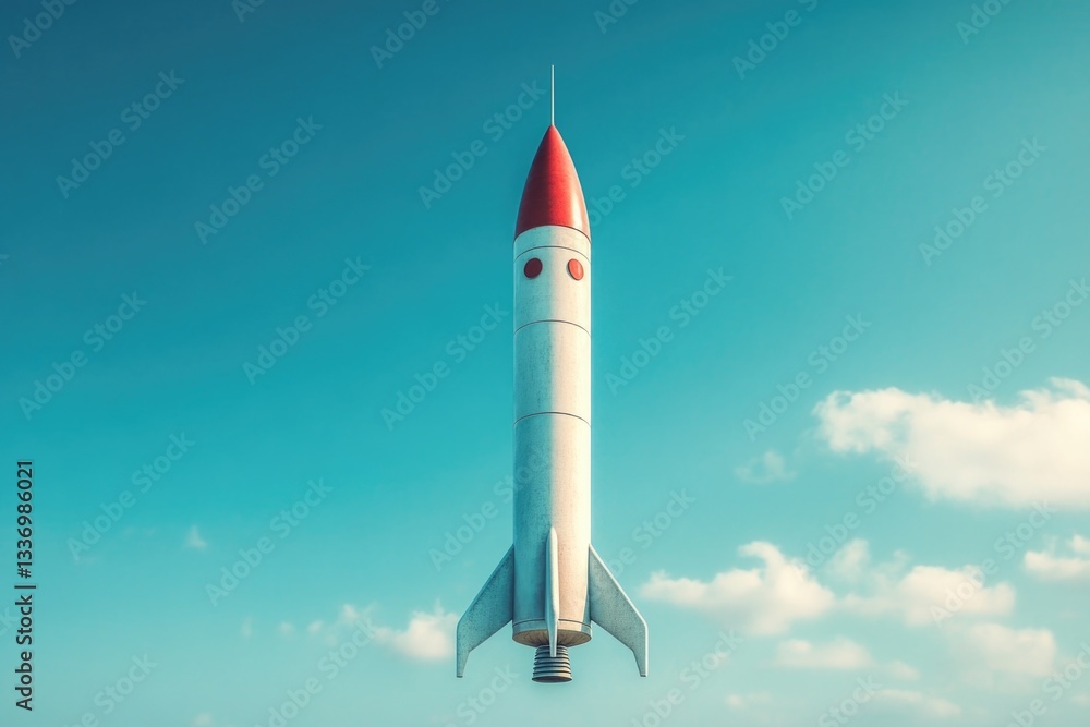 Poster a model of a rocket soaring through the sky