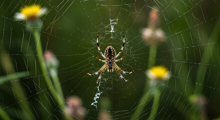 A spider weaving its web demonstrates how every strand of life is interconnected in the grand design of the ecosystem.