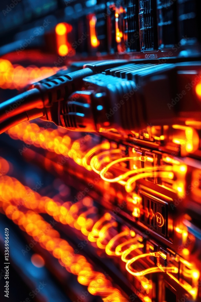 Poster Close-up shot of a tangled bundle of wires, suitable for use in technology-related contexts