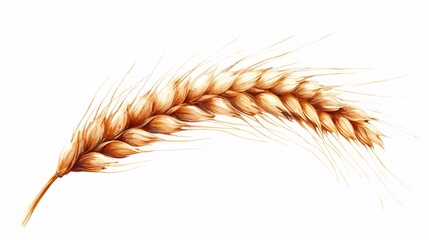 Mature wheat spikelet with natural golden tones, illustrating grain production, organic farming, and nature&rsquo;s bounty, perfect for editorial visuals, stylized comic book illustration