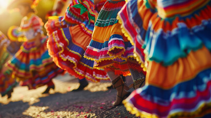 Fototapeta premium Colorful skirts swirl in vibrant dance celebration