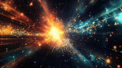 Obraz premium Cosmic Explosion: A Journey Through the Universe's Fiery Heart