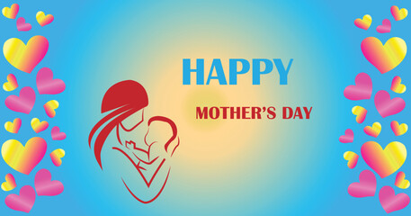 Happy Mother's Day with colorful background design vector