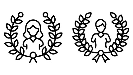 women s victory wreath icon, women s victory wreath line art - simple line art of women s victory wreath, perfect for women s victory wreath logos and icons