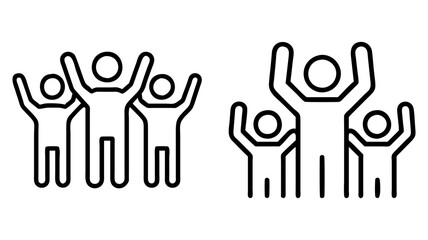 diverse arms raised icon, diverse arms raised line art - simple line art of diverse arms raised, perfect for diverse arms raised logos and icons