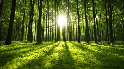 Fototapeta premium A forest where the trees pulse in rhythm with the sound of the wind