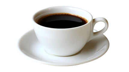 Aromatic Black Coffee in White Cup and Saucer