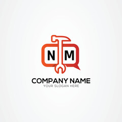 Services Icon or Chat Logo With Letter NM Logo Isolated Vector Illustration