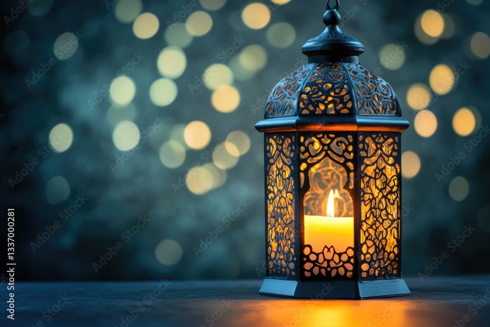Poster A single lit candle placed on a table with a simple and elegant design