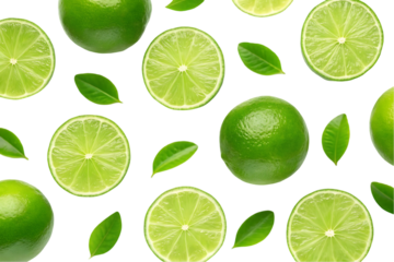 Fresh limes and leaves pattern