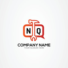 Services Icon or Chat Logo With Letter NQ Logo Isolated Vector Illustration