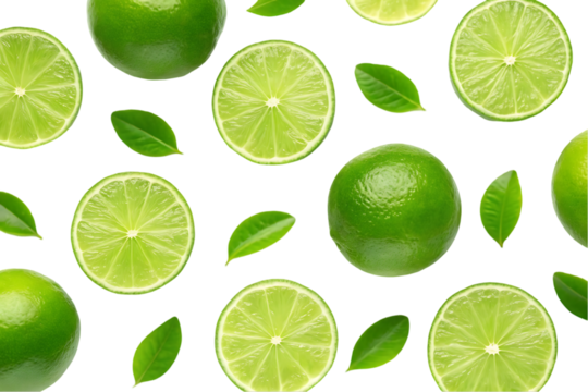 Fresh limes and leaves pattern