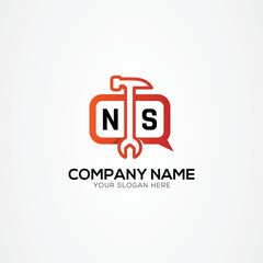 Obraz premium Services Icon or Chat Logo With Letter NS Logo Isolated Vector Illustration