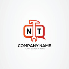 Fototapeta premium Services Icon or Chat Logo With Letter NT Logo Isolated Vector Illustration