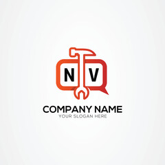 Services Icon or Chat Logo With Letter NV Logo Isolated Vector Illustration