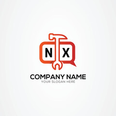 Services Icon or Chat Logo With Letter NX Logo Isolated Vector Illustration