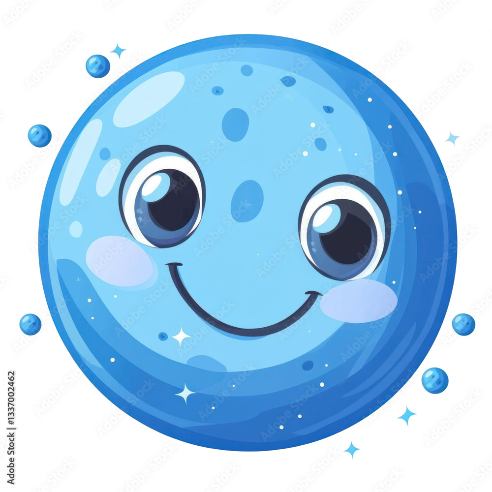 Poster generic moon with smiling face with twinkling stars and transparent background