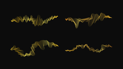 Set of abstract backdrops with luxury golden waves