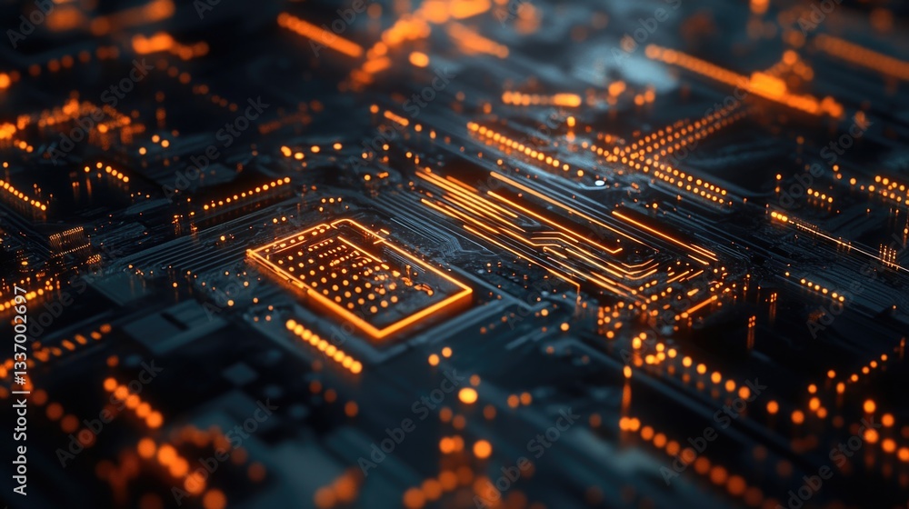 Poster close-up shot of electronic components on a circuit board